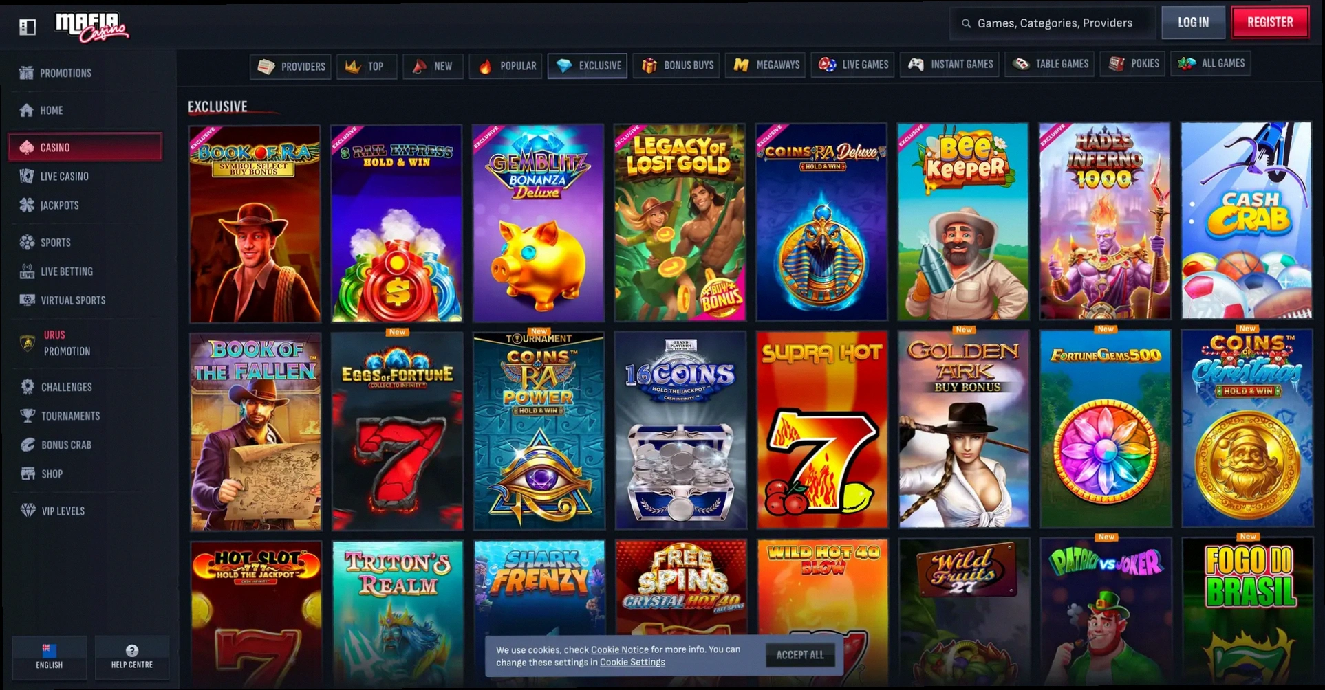 Mafia Casino Bonus 100% fino a 500€ e 200 Free Spin